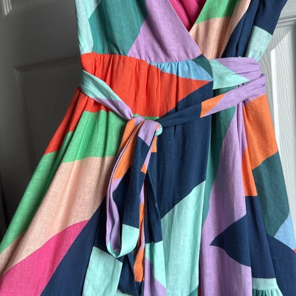 Hutch Multicolor Spaghetti Strap Wrap Dress with Pockets size Medium - Picture 4 of 6